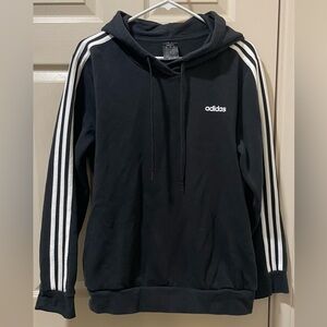 adidas Black Hoodie with White Sleeve Stripes
